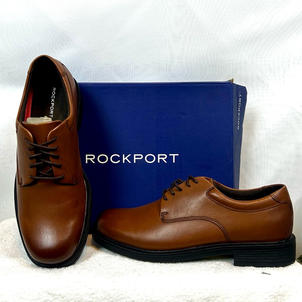 NIB Rockport Margin Men’s Brown Lace Up Leather Oxford Shoes / 8.5 Narrow